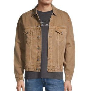 Ksubi Men's Long Sleeve Oh G Dunez Trucker Oversized Twill Cotton Jacket Brown